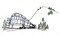 Aunt Martha's All Aboard 3945 trains embroidery iron on pattern